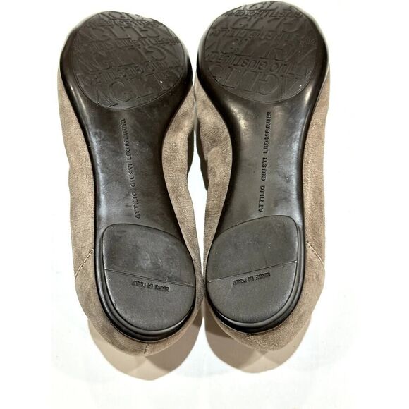 AGL Women's Reptile Print Suede Leather Ballet Flats Taupe Size 37 - Picture 10 of 13